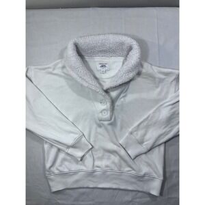 American Eagle Outfitters Sherpa Lined Pullover Sweatshirt White Size S